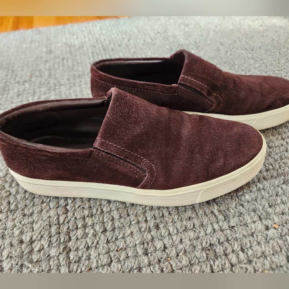 Vince Women's Dark Burgundy Suede Slip-Ons, Size US 9/ EUR 40 - Picture 6 of 14